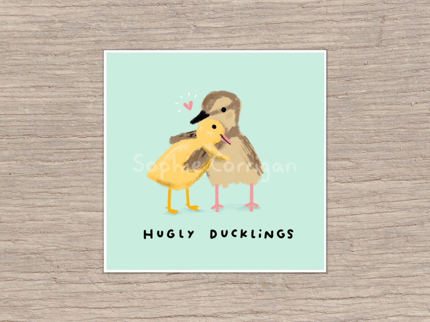 Hugly Ducklings Cute Hugging Ducks Signed Fine Art Print