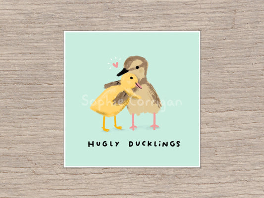 Hugly Ducklings Cute Hugging Ducks Signed Fine Art Print