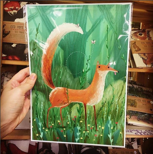 Fox in Whimsy Wood Signed Art Print