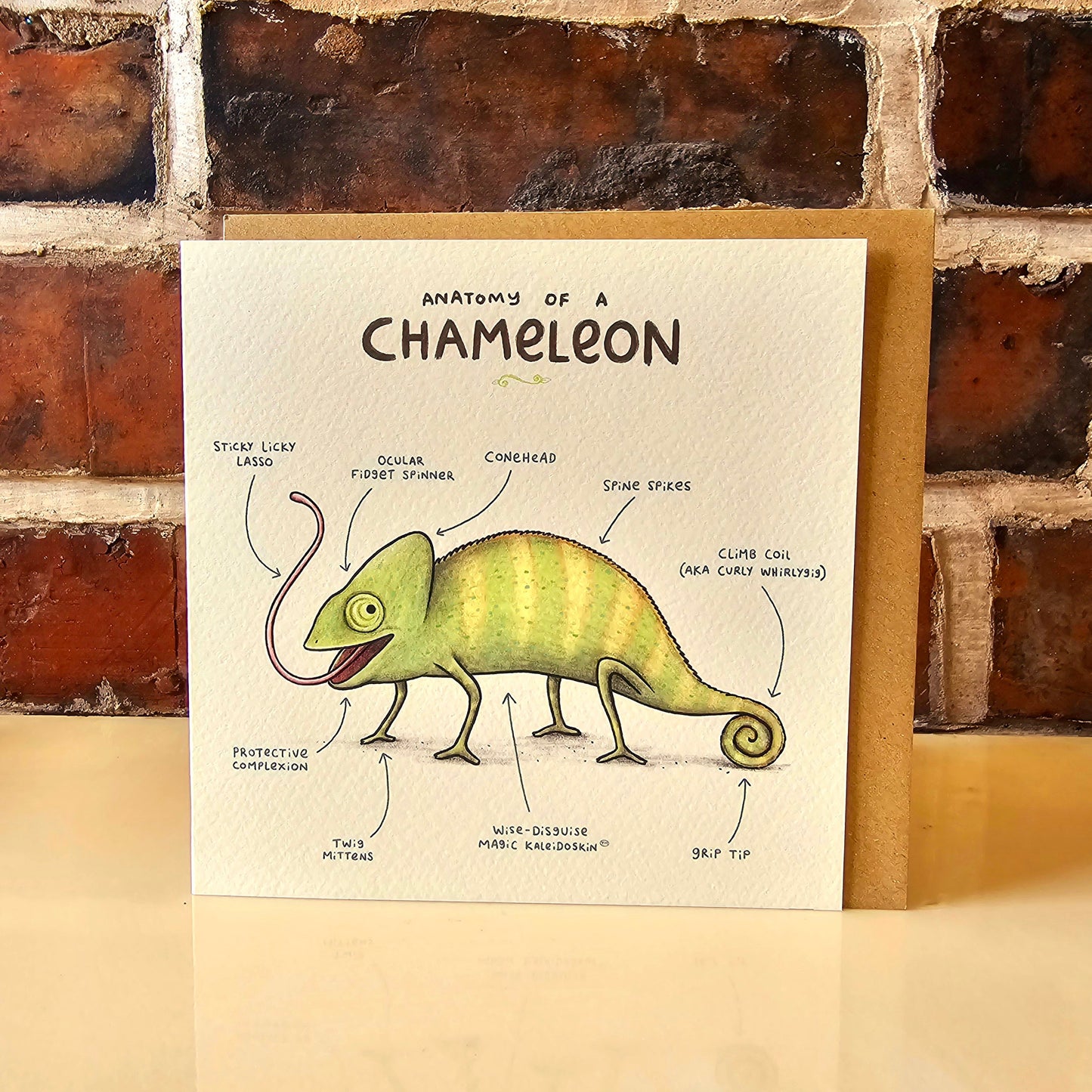 Anatomy of a Chameleon Greeting Card: Funny Scientific Illustration
