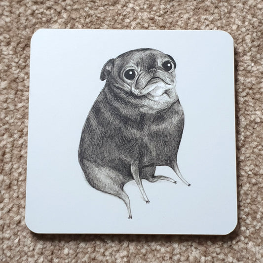 Sweet Black Pug Coaster