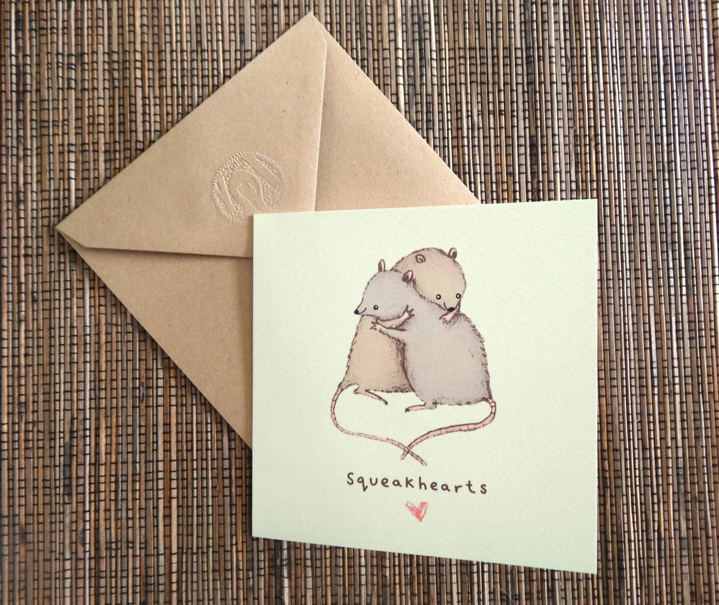 Squeakhearts Cute Hugging Mice Rats Love Card