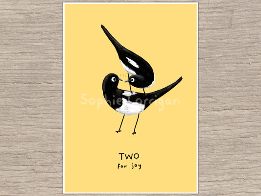 Two for Joy Magpie Rhyme Signed Fine Art Print - New Baby Twins Nursery Gift