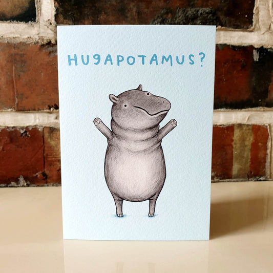 Hugapotamus? Cute Hippopotamus Hippo Hug Card