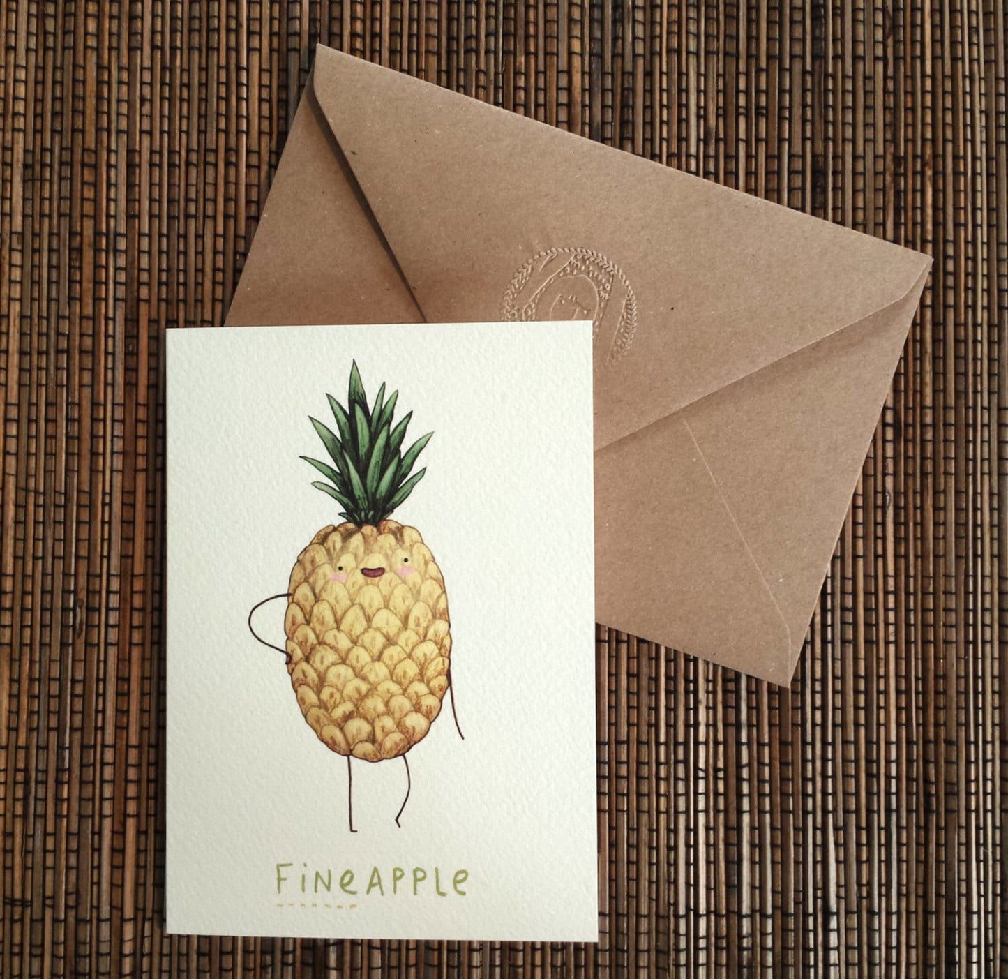 Fineapple Card | Cute Pineapple Illustration, Kraft Envelope