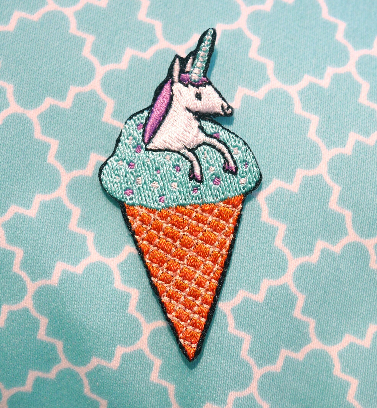 Unicone Embroidered Patch: Unicorn Ice Cream Applique