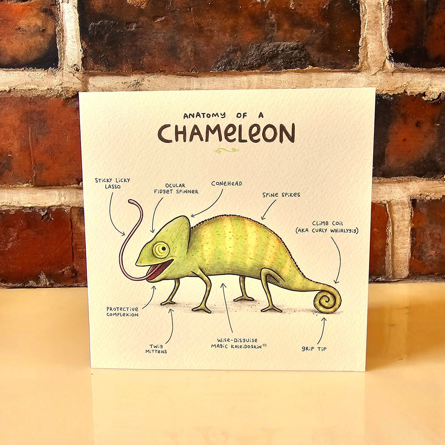 Anatomy of a Chameleon Greeting Card: Funny Scientific Illustration