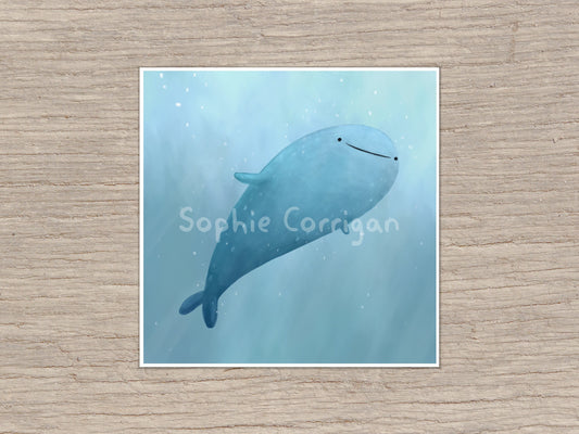 Cute Whale Shark Illustration 210mm Square Signed Art Print