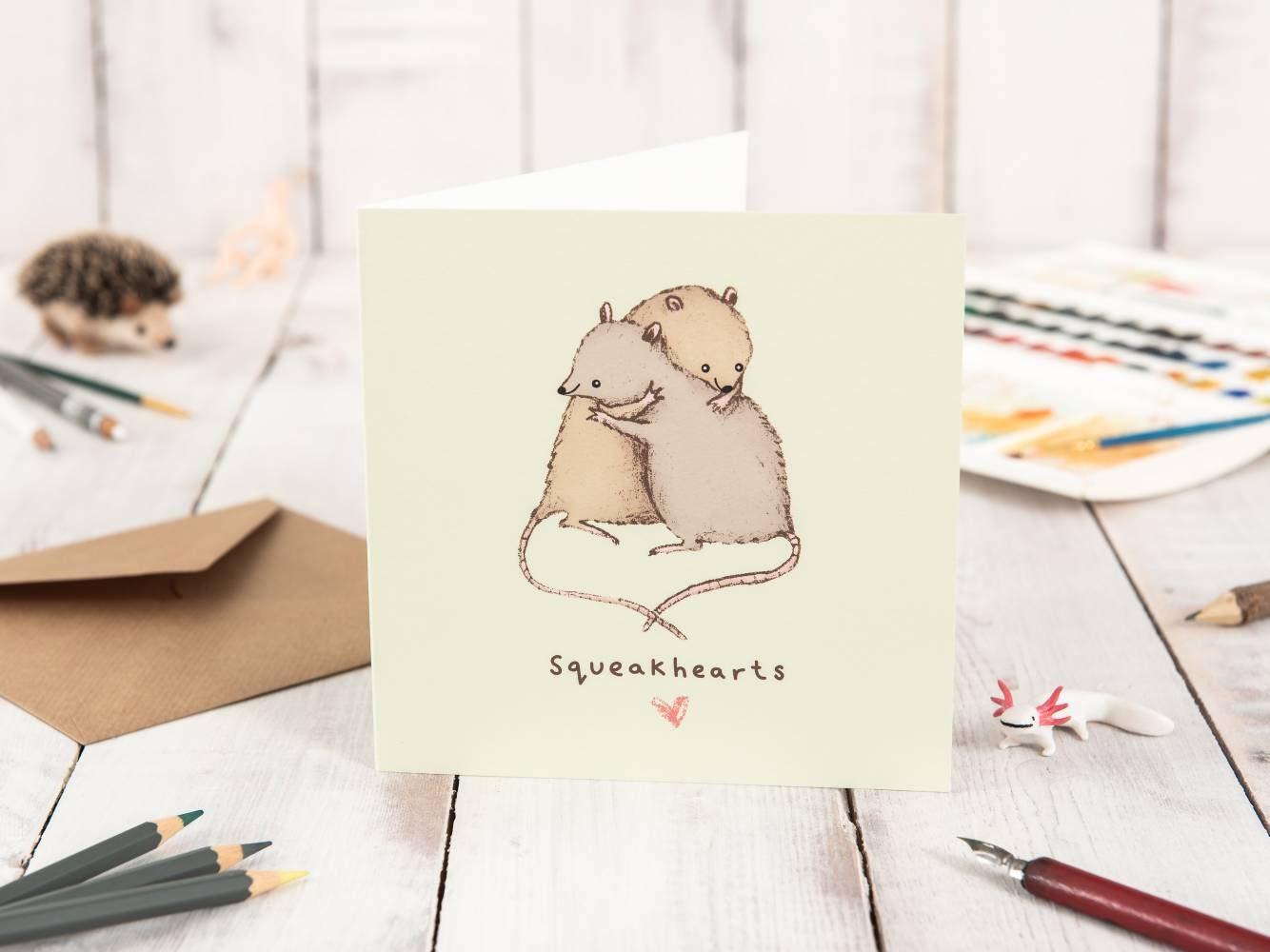 Squeakhearts Cute Hugging Mice Rats Love Card
