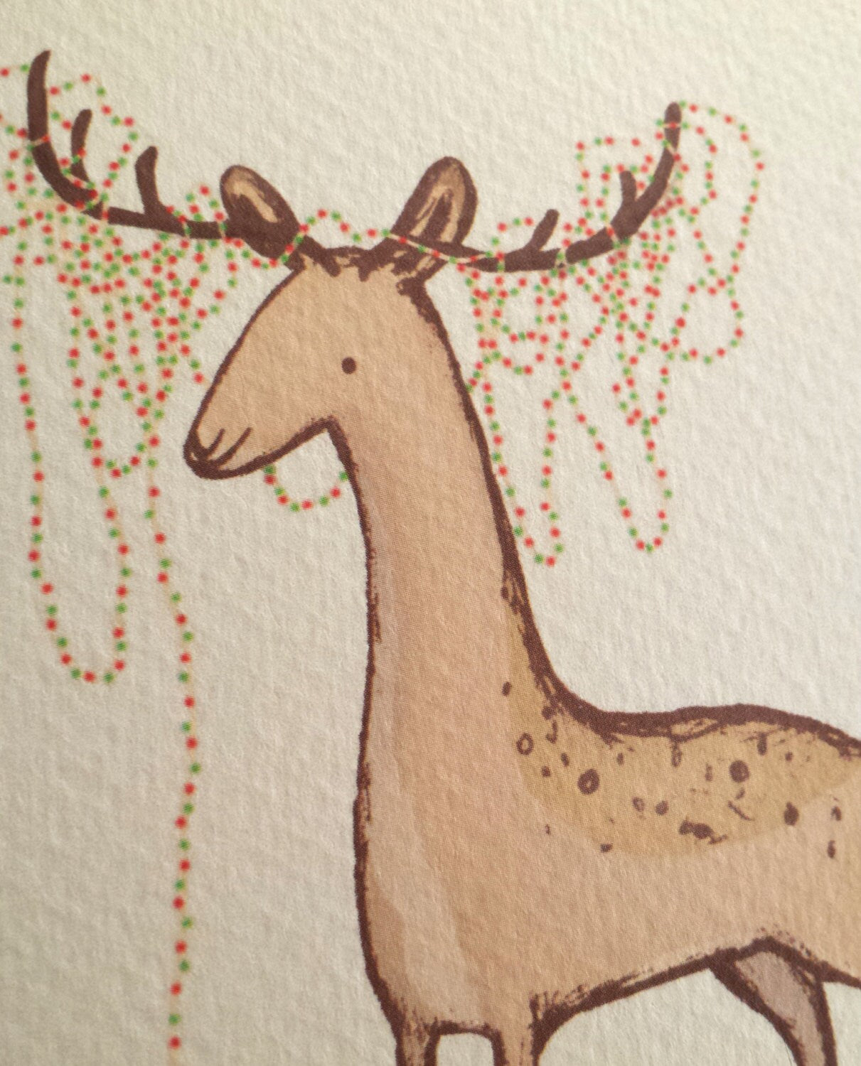Happy Deer Tangled Tree Lights Christmas Card
