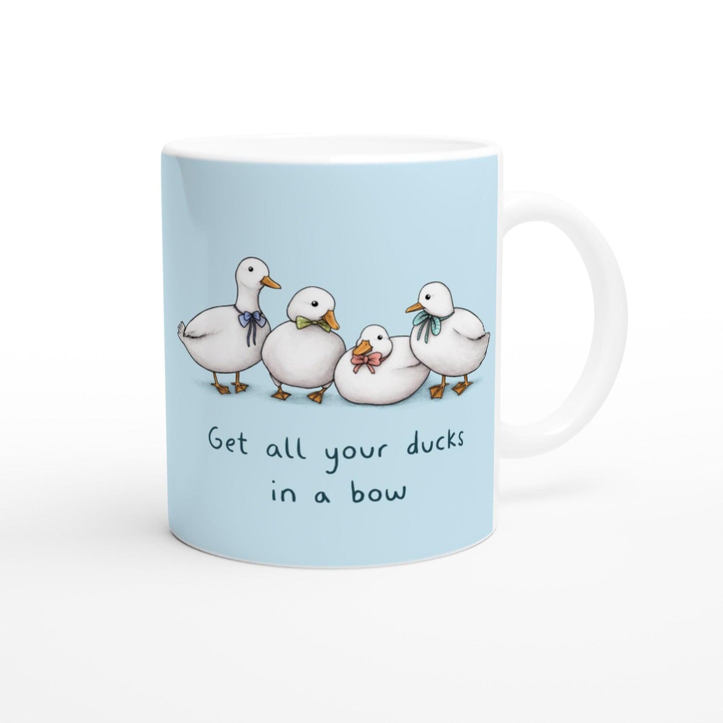 Ducks in Bows - Punny Duck Row 11oz Ceramic Mug