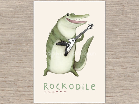 Rockodile Rock 'n' Roll Crocodile Signed Fine Art Print