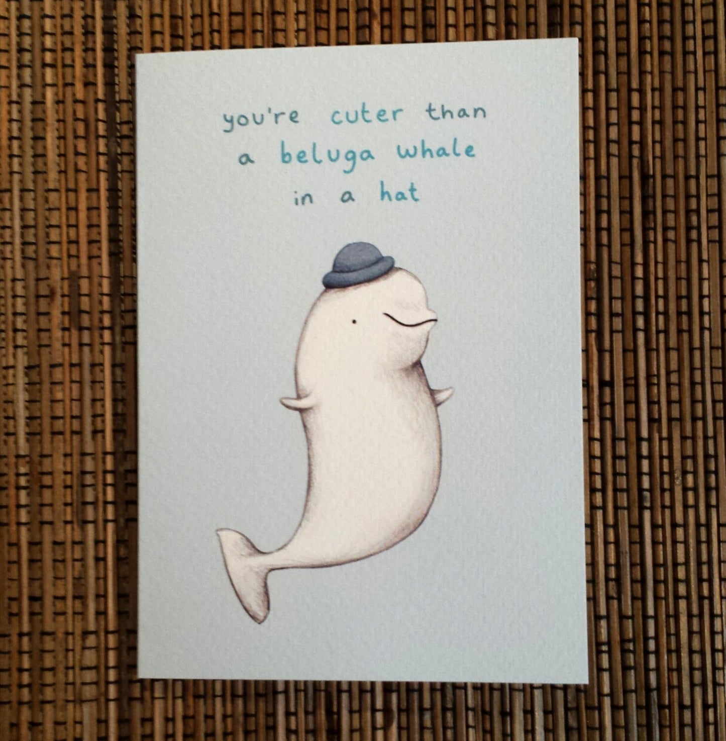 Beluga Whale Valentines Card: Illustration, A6 Gesso Paper