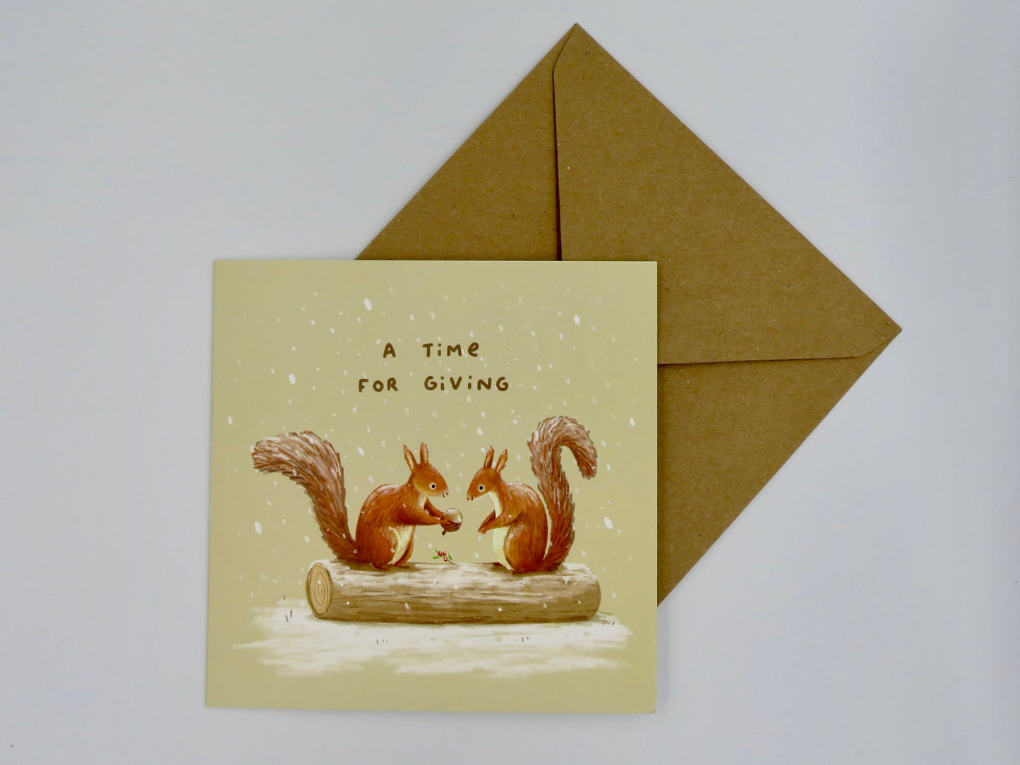 Festive Red Squirrels A Time for Giving Christmas Card