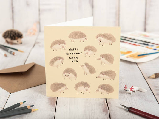 Cake Hog Hedgehog Birthday Card