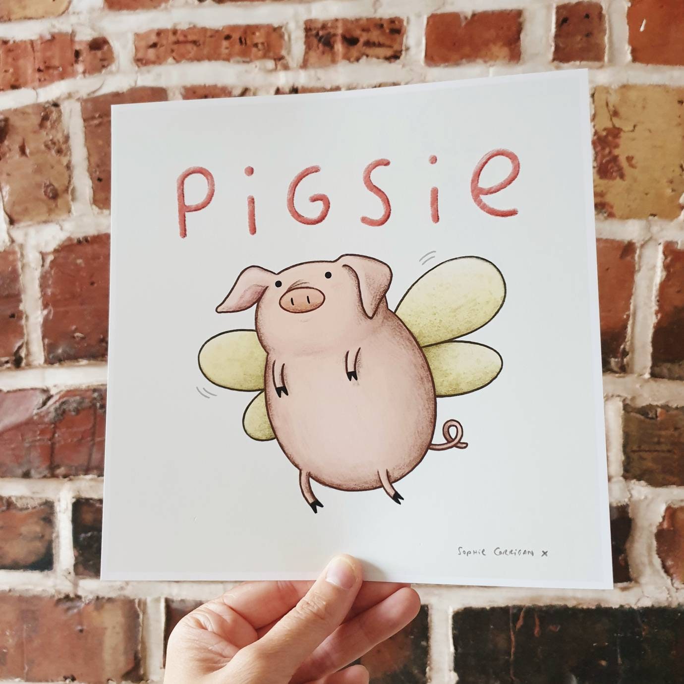 Pigsie Pixie Pig Signed Art Print