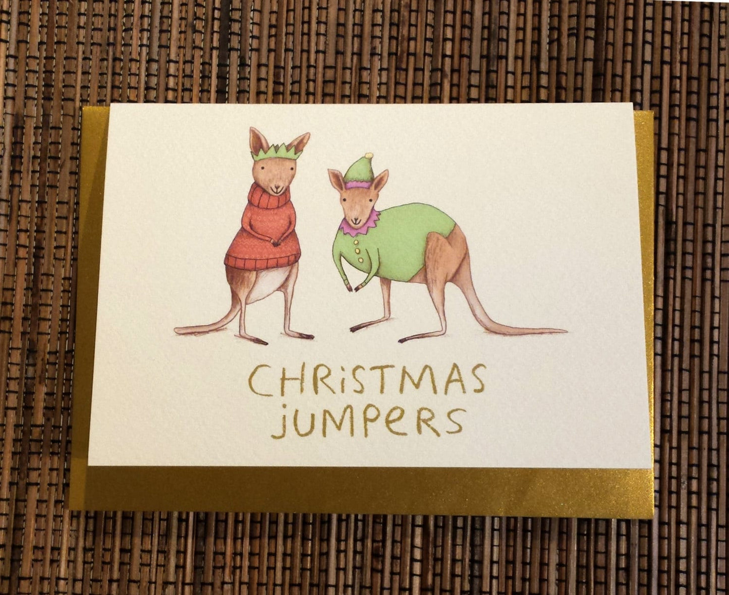 Australian Christmas Card: Kangaroos in Jumpers