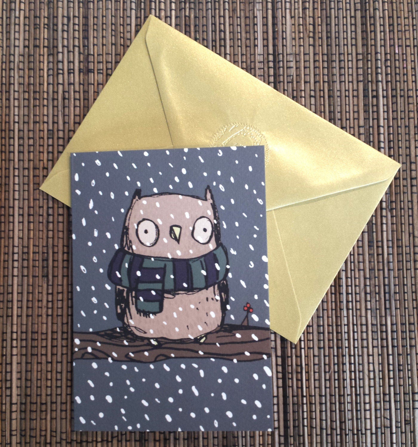 Chilly Owl in the Snow Christmas Card