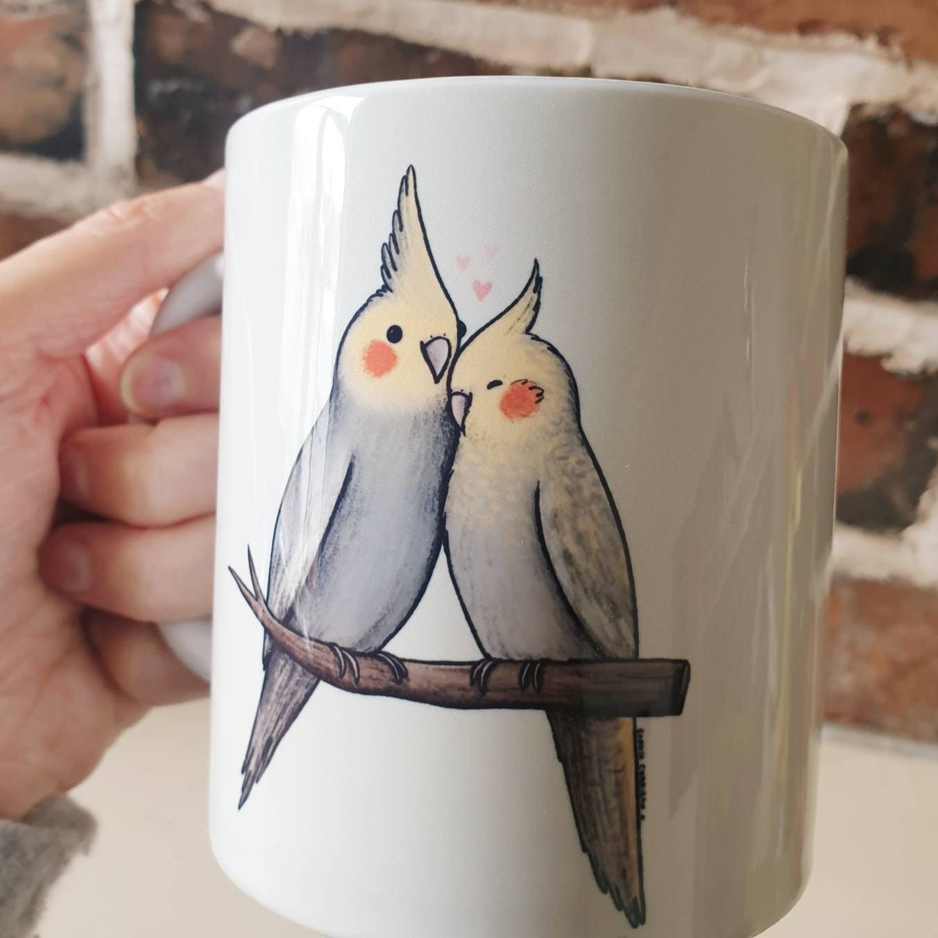 Cockatiel Cuddle 11oz Mug - Cute Parrot Birds Cuddling Valentines Gift Idea