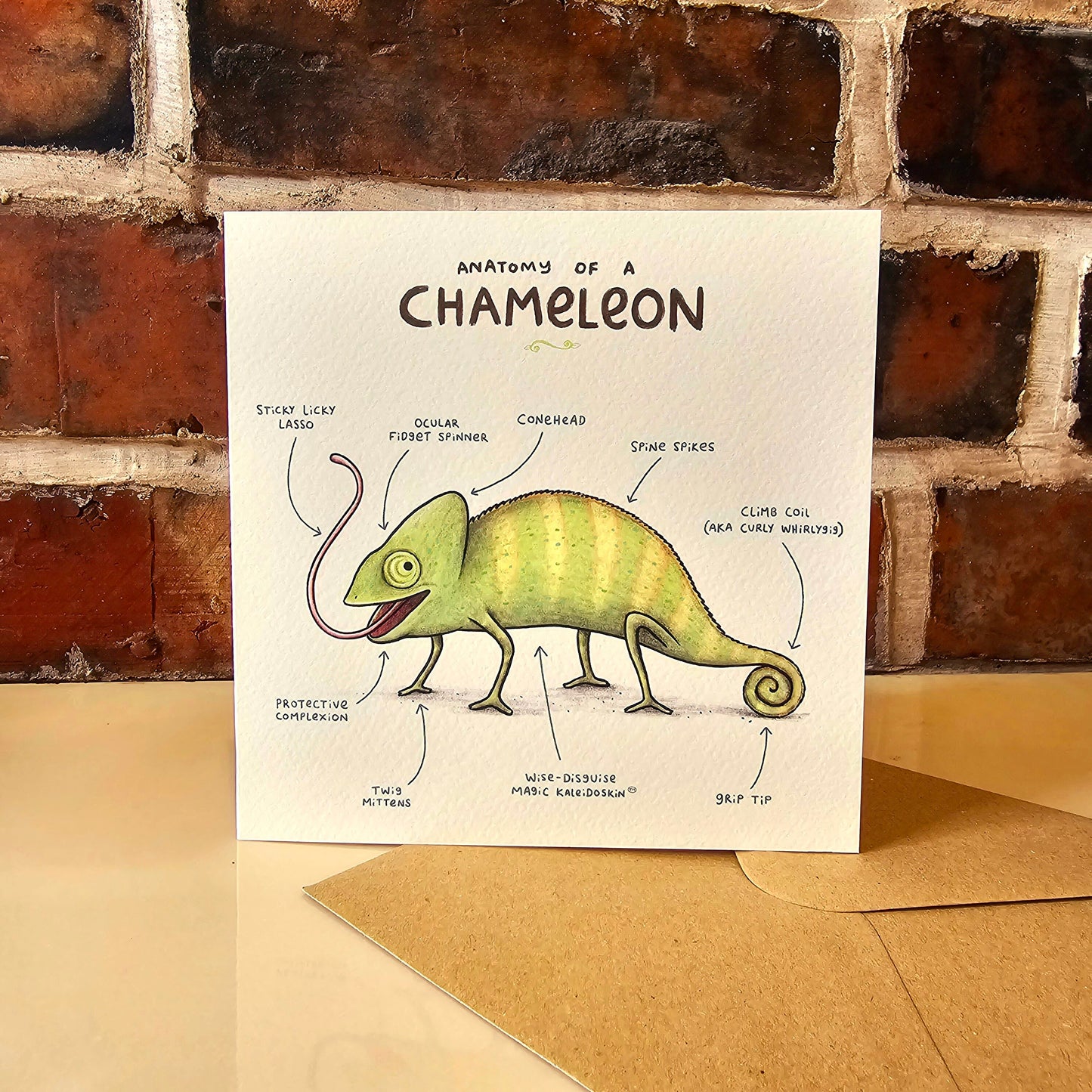 Anatomy of a Chameleon Greeting Card: Funny Scientific Illustration