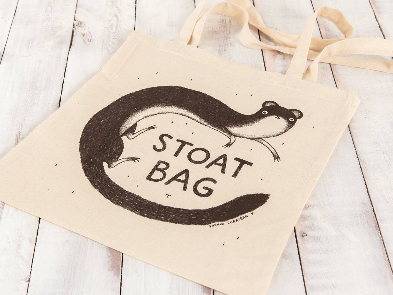 Stoat Bag: Hand Screen Printed Stoat Tote, Original Design