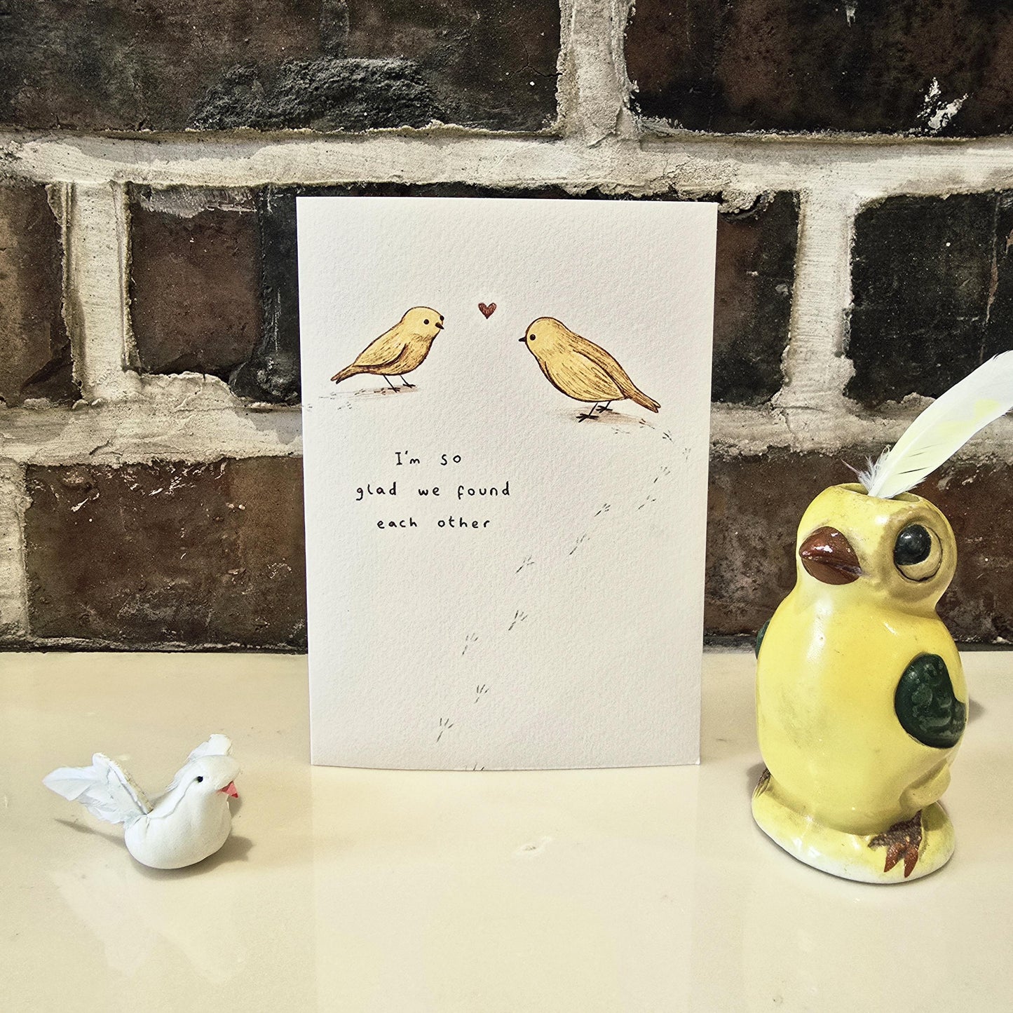 I'm So Glad We Found Each Other - Yellow Birds Love Friendship Engagement Valentines Card