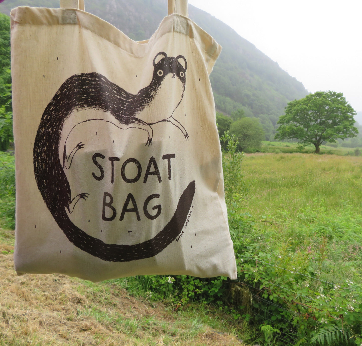 Stoat Bag: Hand Screen Printed Stoat Tote, Original Design