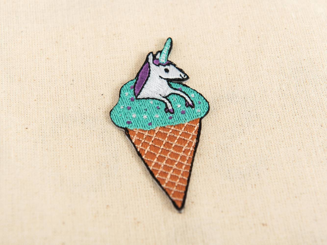 Unicone Embroidered Patch: Unicorn Ice Cream Applique