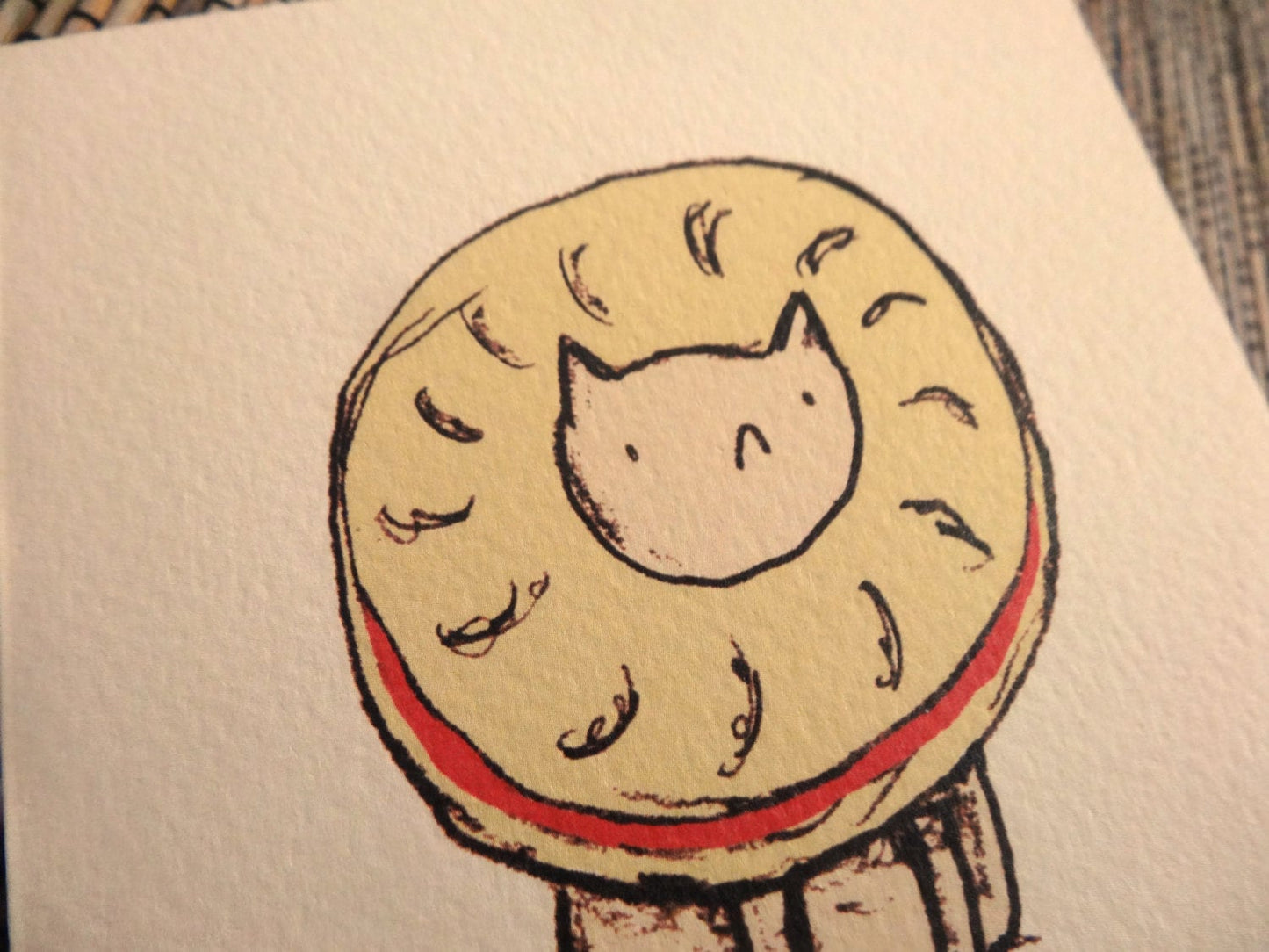 Biscat Card: Biscuit Cat A6 Gesso Card with Kraft Envelope