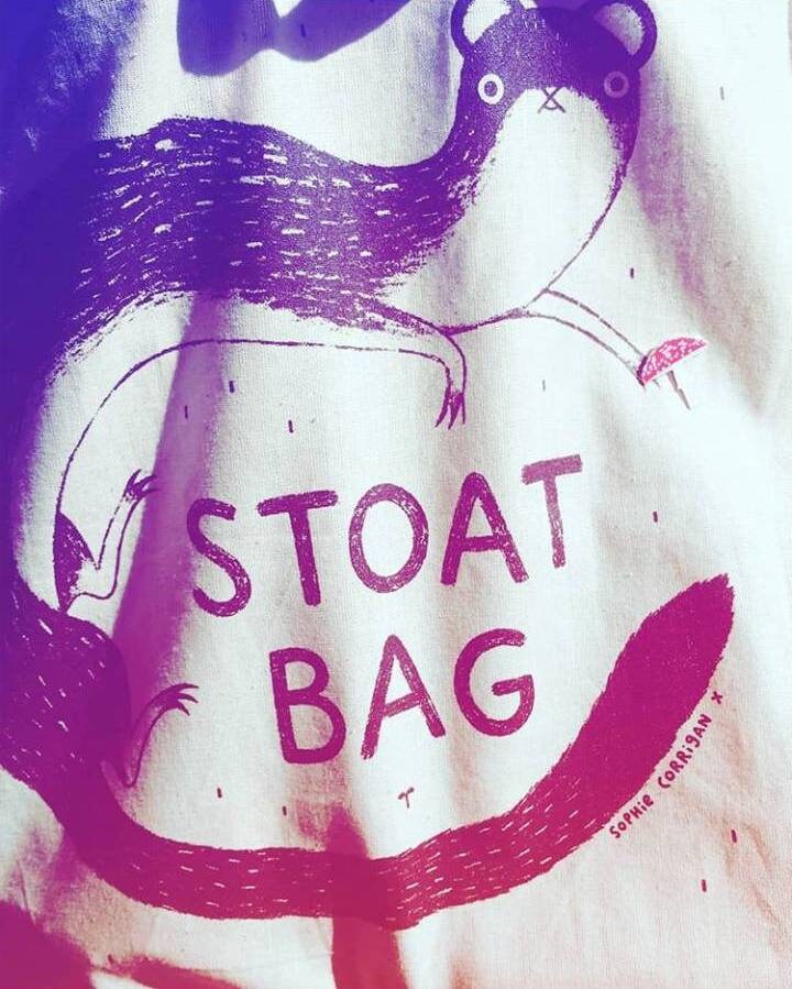 Stoat Bag: Hand Screen Printed Stoat Tote, Original Design