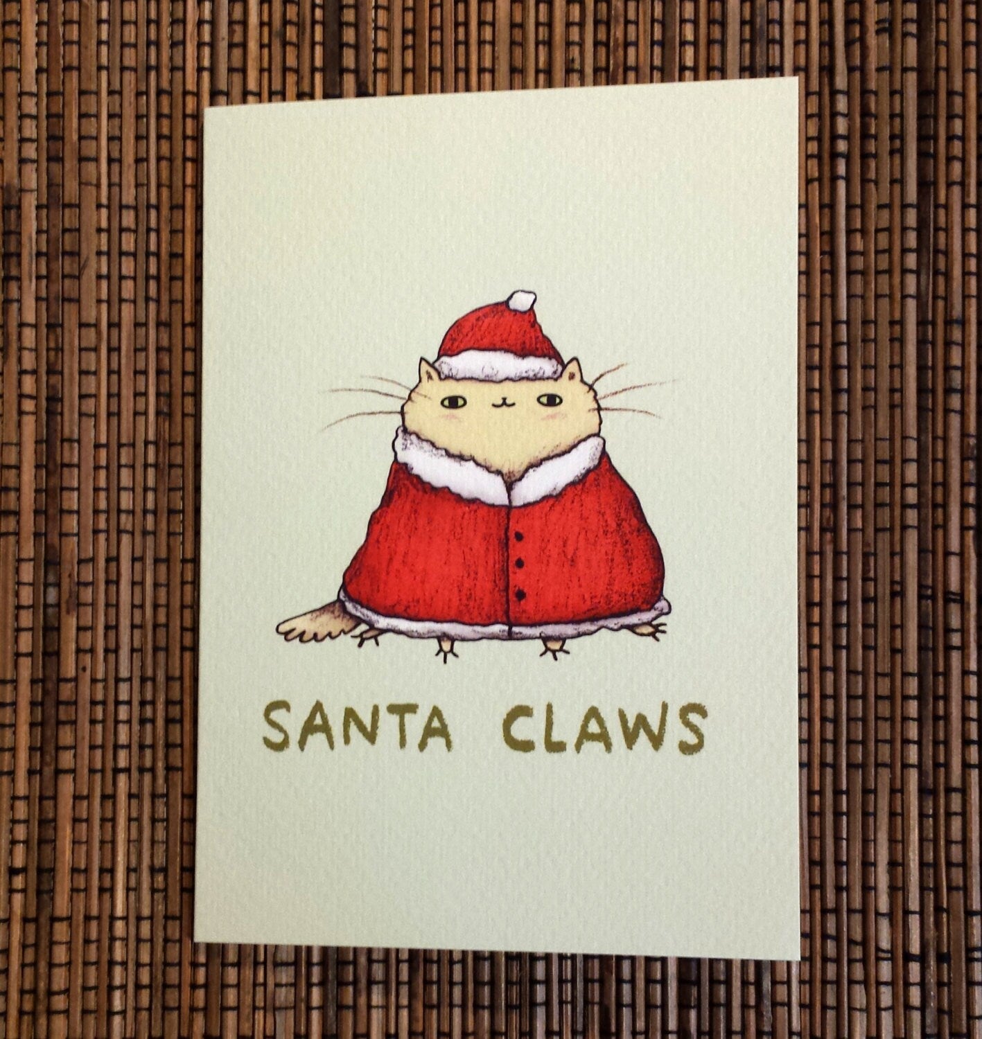 Santa Claws Cat Cute Costume Christmas Card