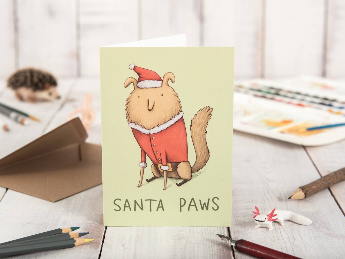 Santa Paws Cute Dog Christmas Card