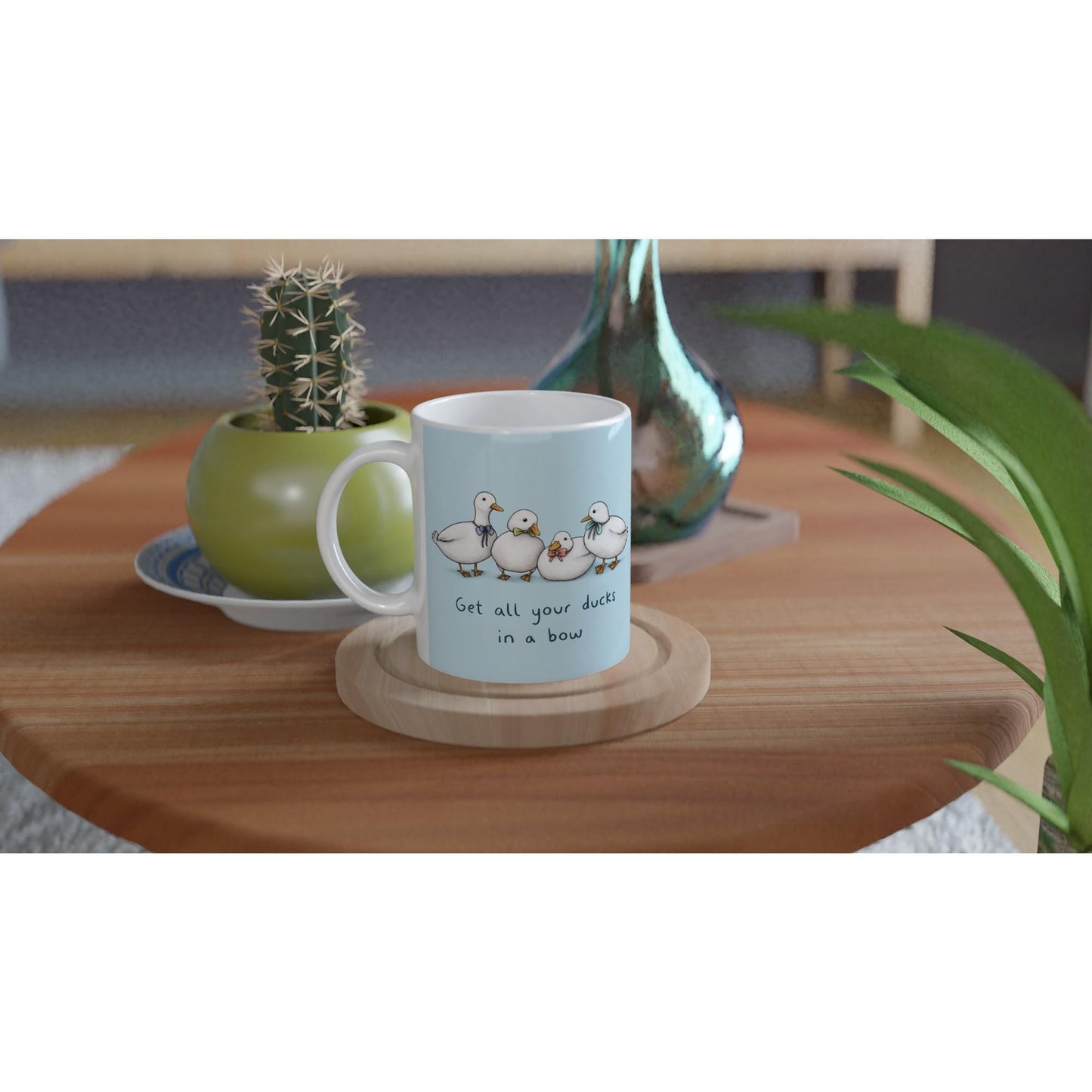 Ducks in Bows - Punny Duck Row 11oz Ceramic Mug