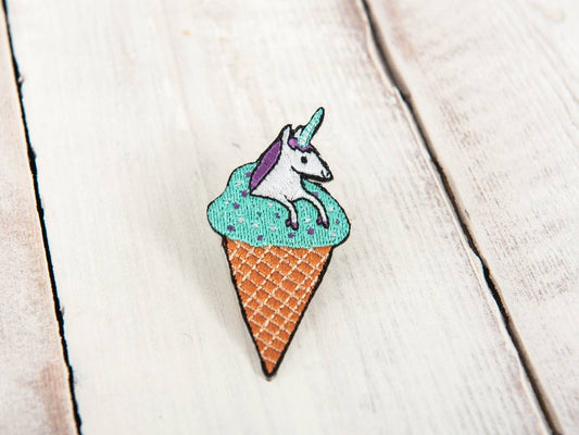 Unicone Embroidered Patch: Unicorn Ice Cream Applique
