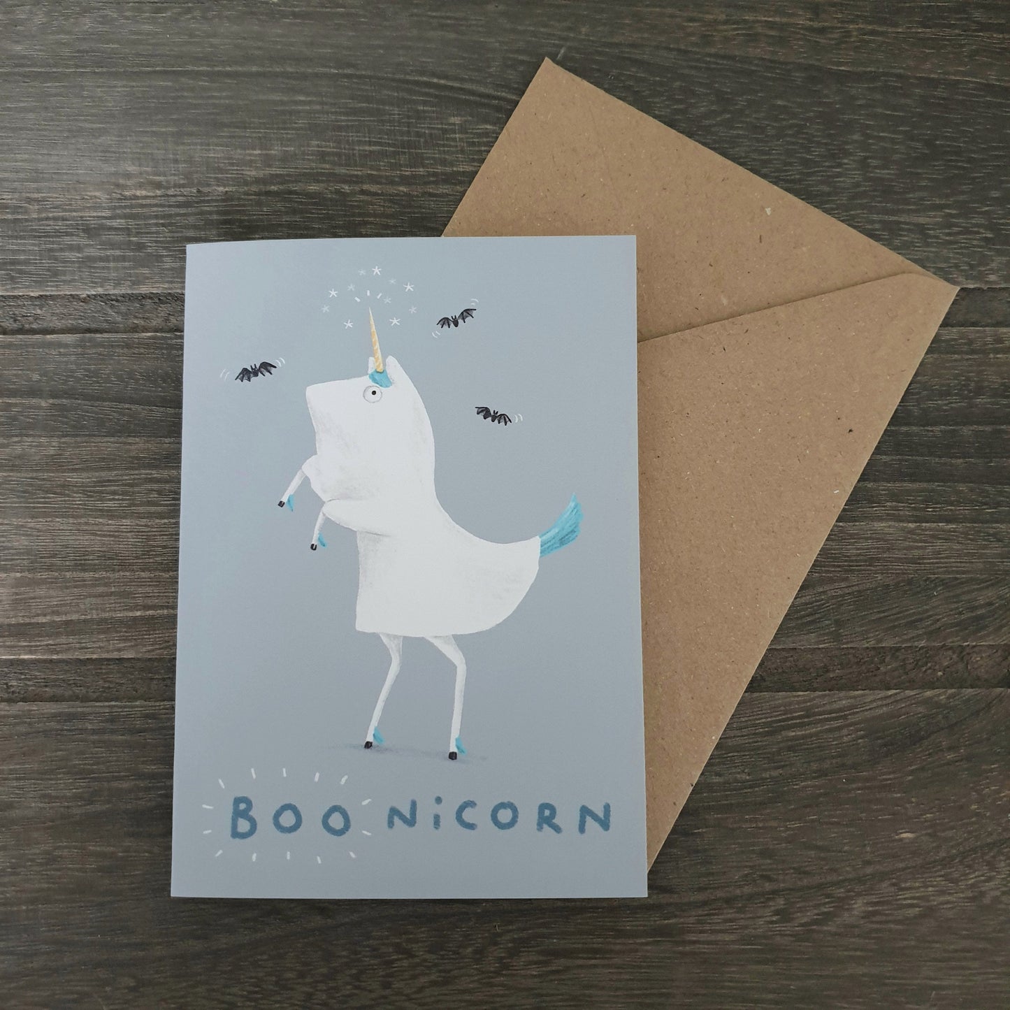 BOOnicorn Halloween Card: Funny Unicorn Ghost Illustration