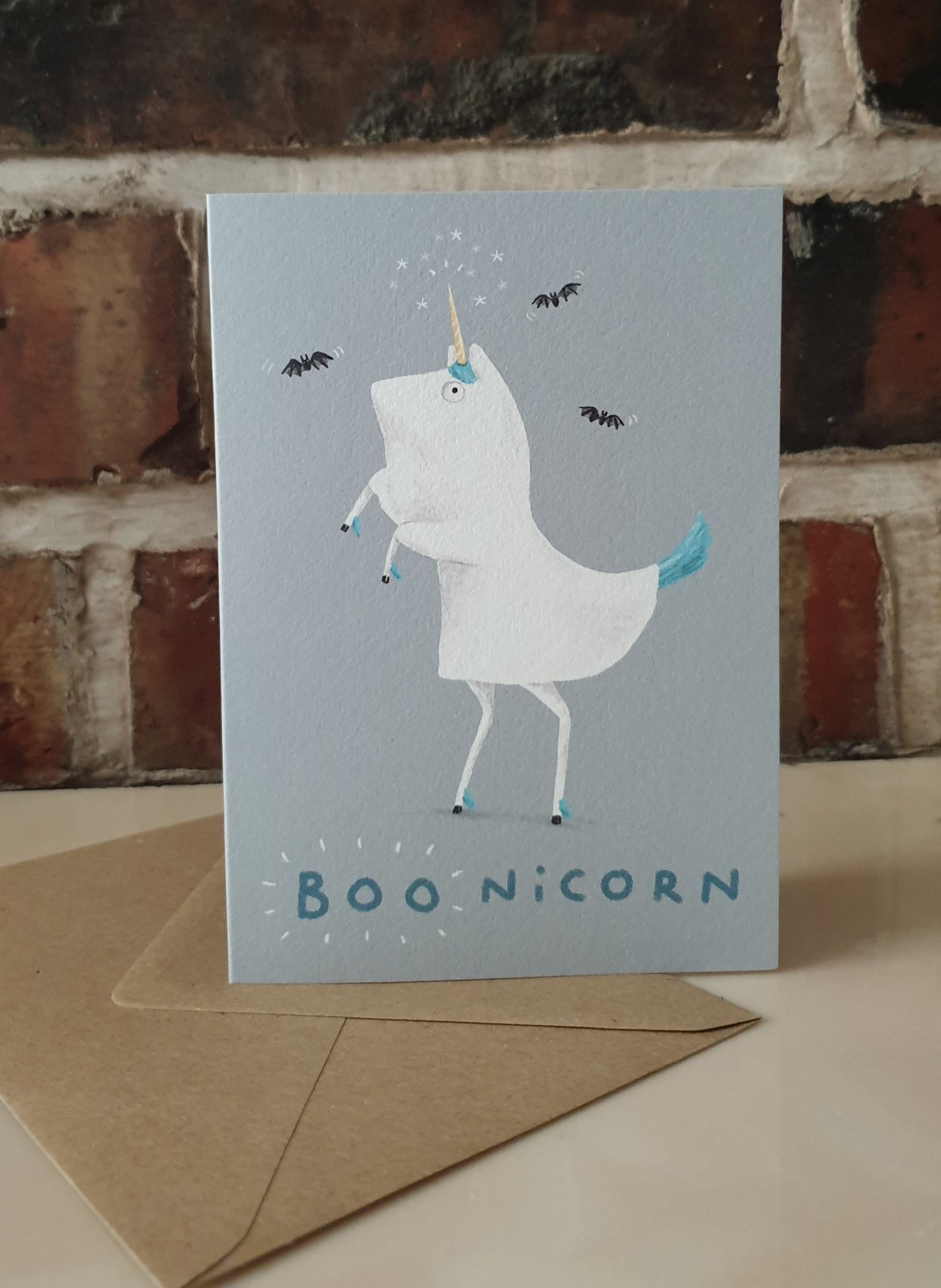 BOOnicorn Halloween Card: Funny Unicorn Ghost Illustration