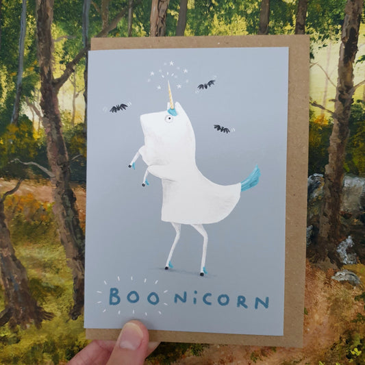BOOnicorn Halloween Card: Funny Unicorn Ghost Illustration