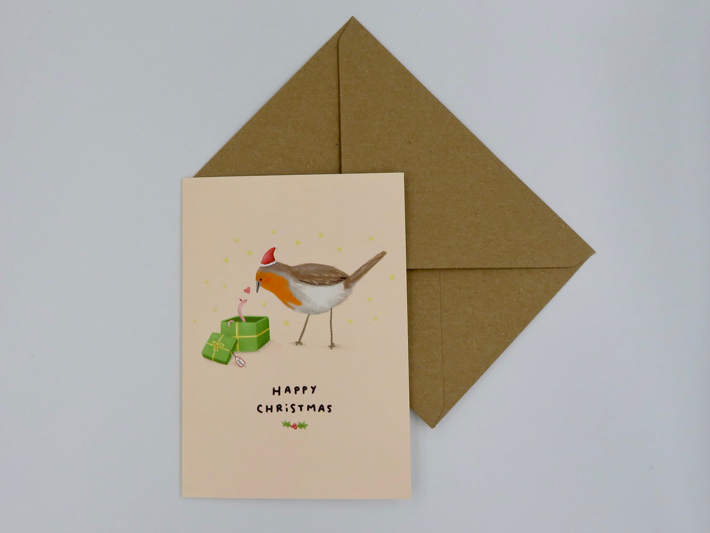 Robin & Worm Happy Christmas Card