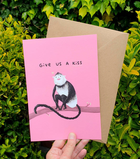 Large Yunnan Snub-Nosed Monkey 'Give Us a Kiss' Card