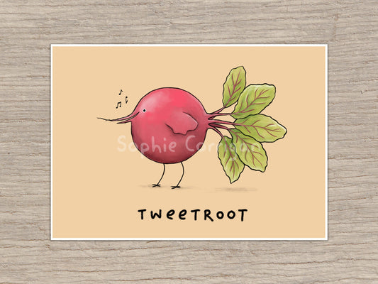 Tweetroot Beetroot Bird Signed Fine Art Print - Pugtato