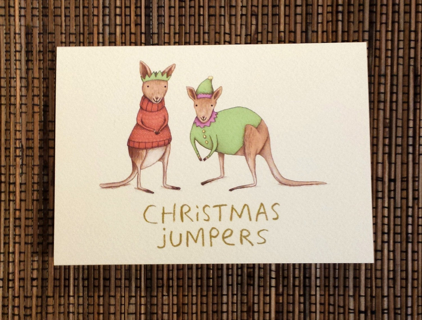 Australian Christmas Card: Kangaroos in Jumpers