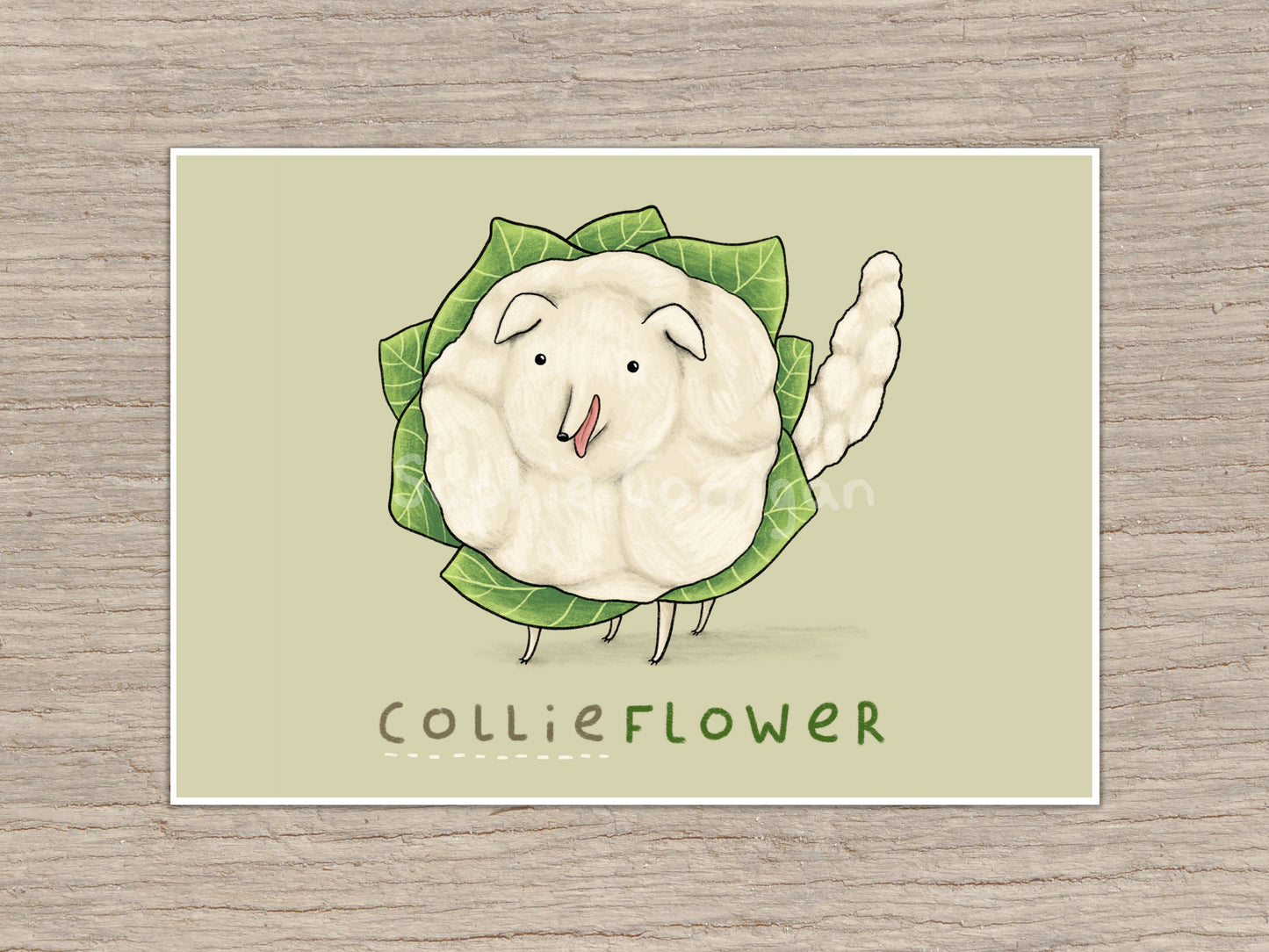Cute Collieflower Signed Fine Art Print - Dog Cauliflower Pun Pugtato