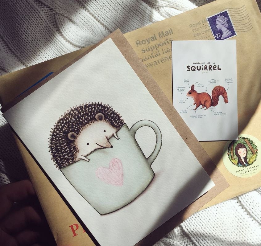 Hedgehog in a Mug Card
