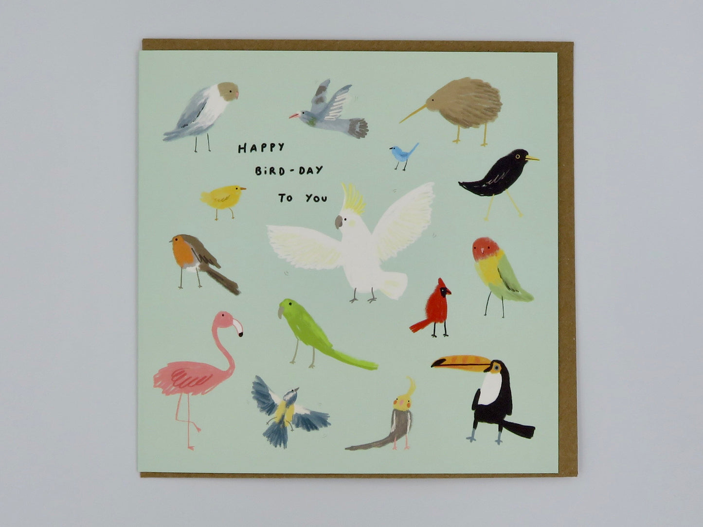 Bird-Day Card: Illustrated Birthday Card with Kraft Envelope