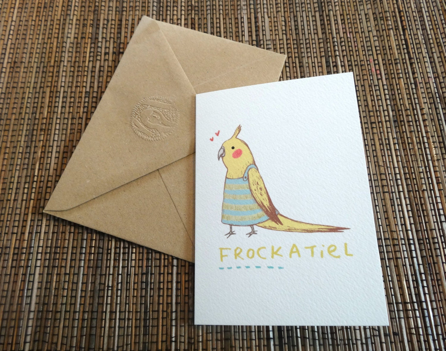Frockatiel Card - Cute Funny Cockatiel in a Dress