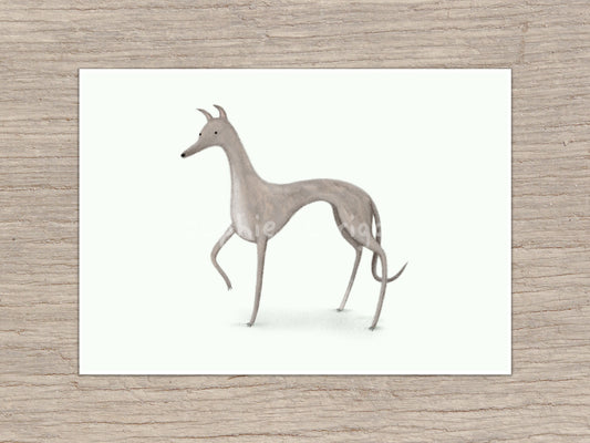 Whippet Dog Portrait Signed Art Print - Grey Whippets Greyhounds Wall Art Cute Hound Dog Illustration UK Worldwide Postage Sophie Corrigan