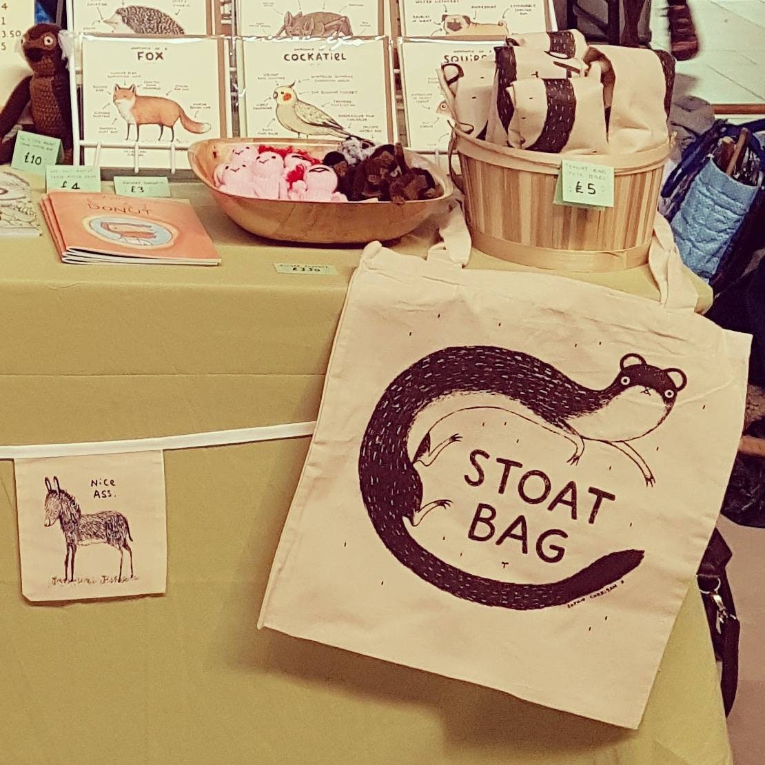 Stoat Bag: Hand Screen Printed Stoat Tote, Original Design