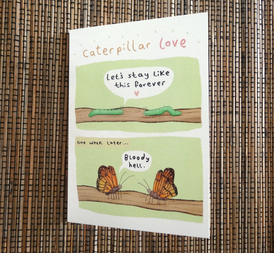 Caterpillar Love Card - Butterfly Bugs Valentine's Day