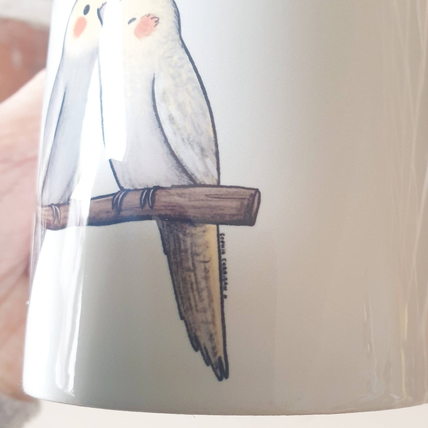Cockatiel Cuddle 11oz Mug - Cute Parrot Birds Cuddling Valentines Gift Idea