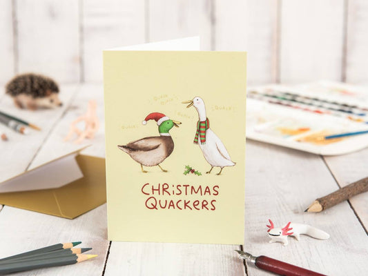Christmas Quackers Cute Quacking Ducks Christmas Card